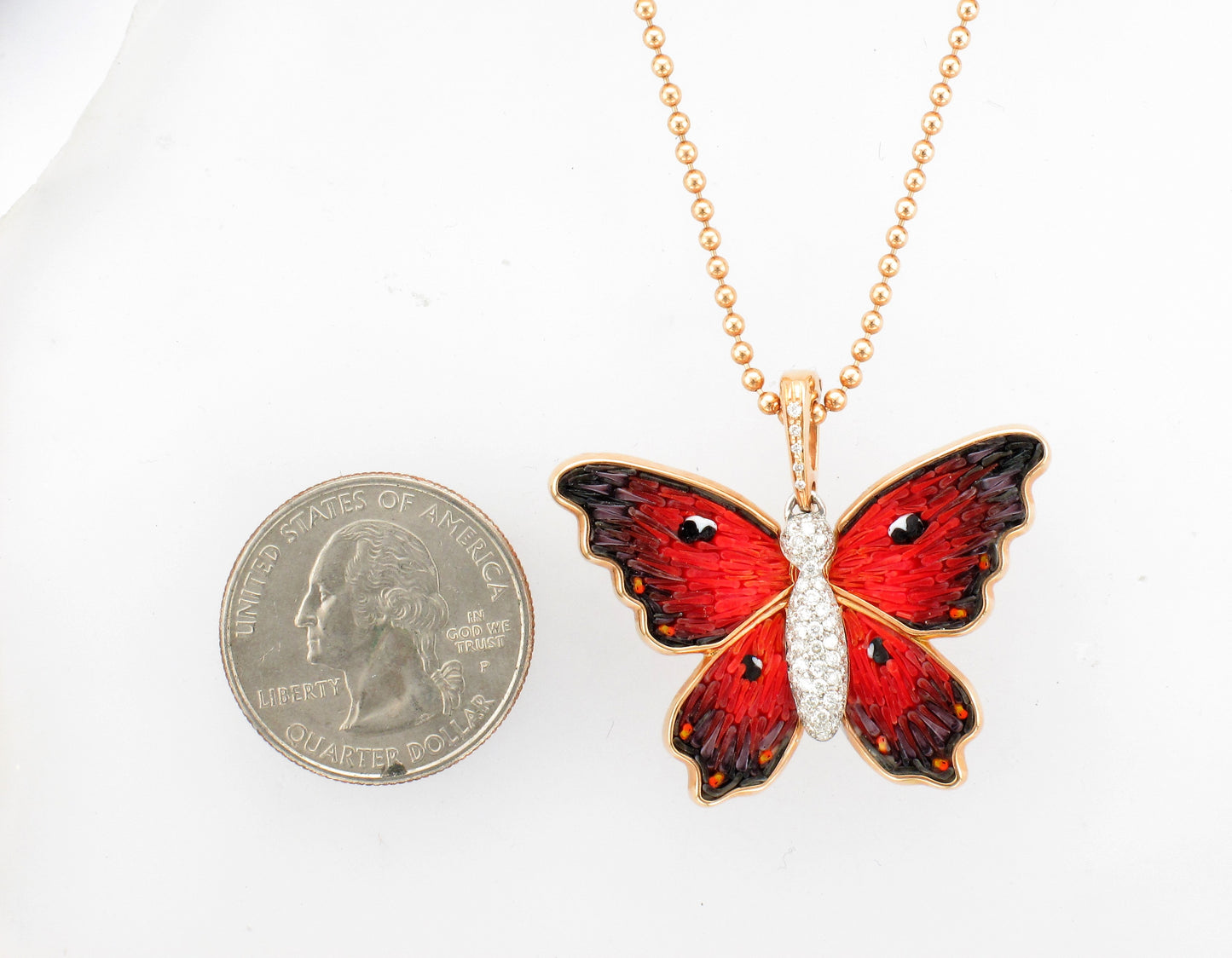 18KR Diamond Micro Mosaic Butterfly Necklace