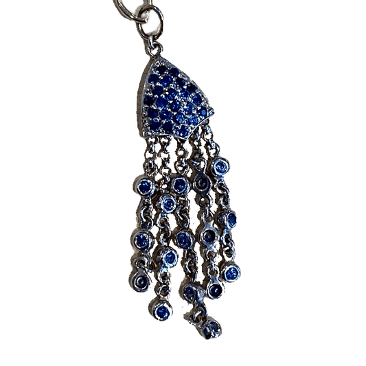 14KW Blue Sapphire Dangle Pendant