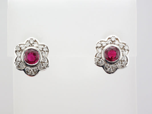 18KW RUBY AND DIAMOND EARRINGS