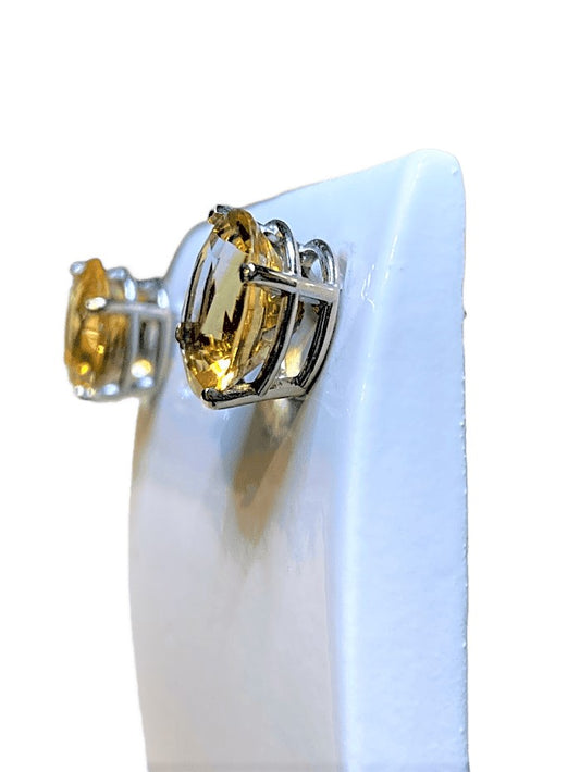 14KW OVAL CITRINE STUD EARRINGS