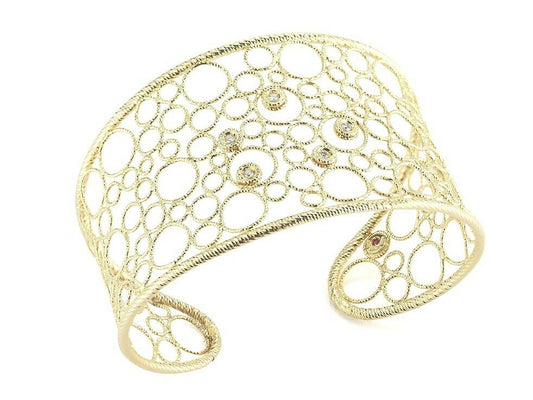 Roberto Coin 18KY Cuff Bracelet with Diamond Accents