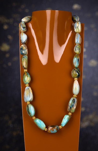 18ky Bolivian Opal Baroque Beaded Necklace