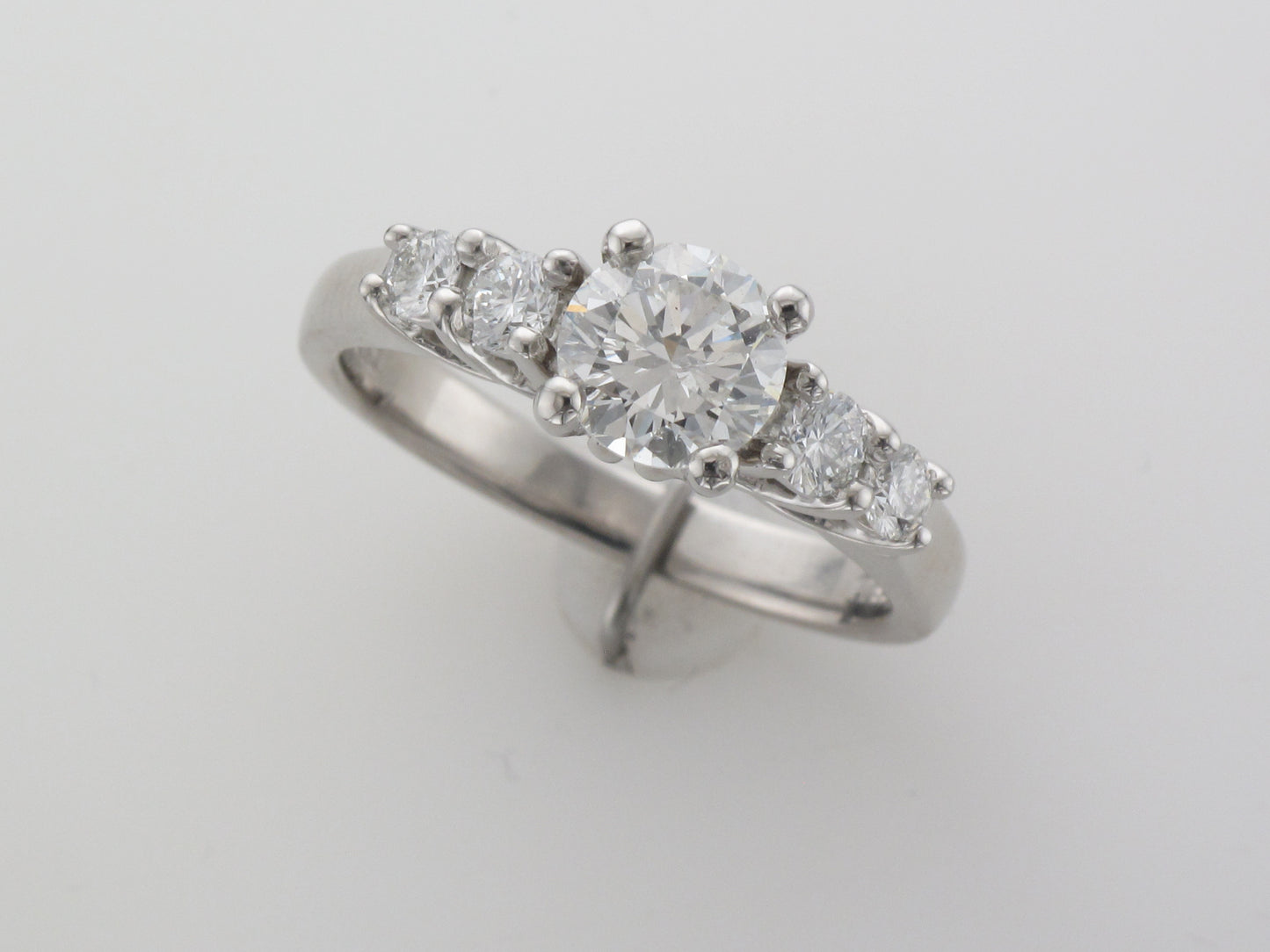 Platinum Round Diamond Ring  with Diamond Accents