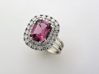 18KW Purple Pink Spinel and Diamond Ring