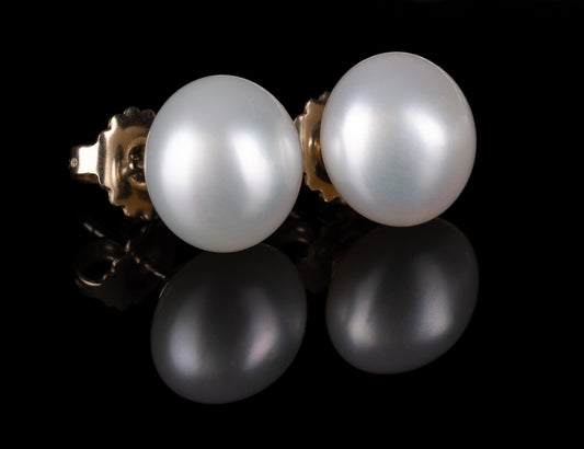 14KW Button Pearl Earrings