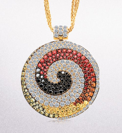 18KY Diamond and Multi-colored Sapphire Necklace