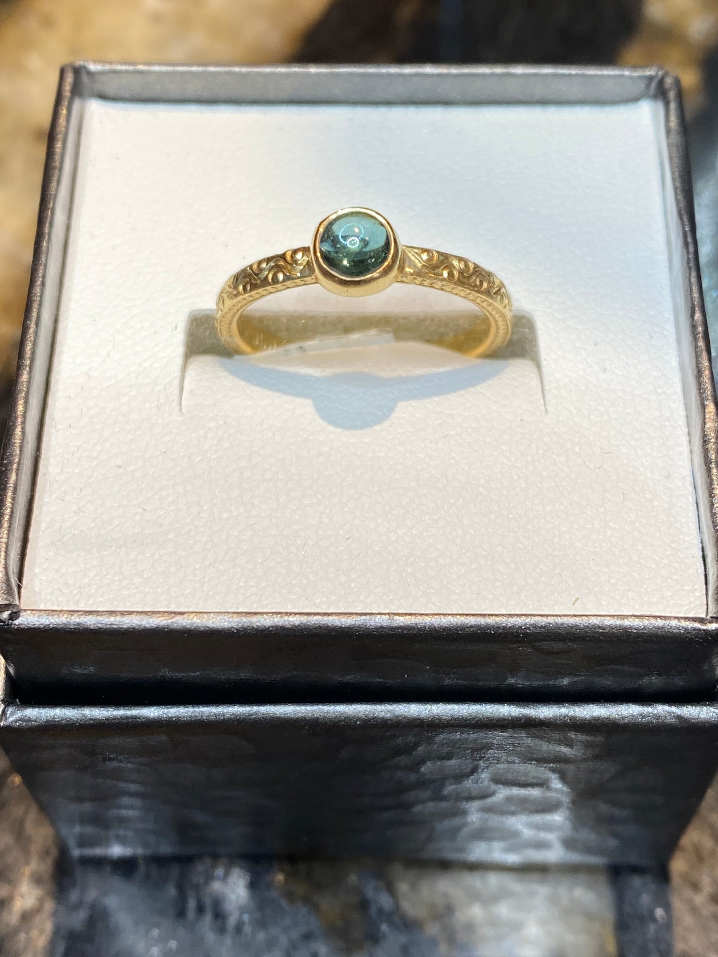 14KY BLUE GREEN TOURMALINE RING