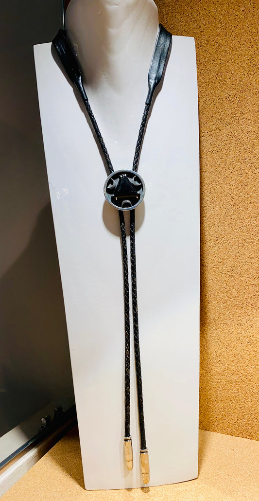 BOLO TIE WITH OBSIDIAN SLIDE