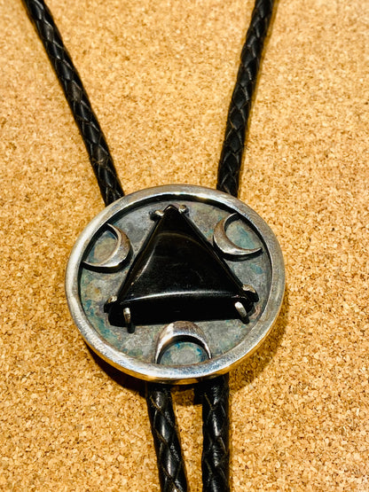 BOLO TIE WITH OBSIDIAN SLIDE
