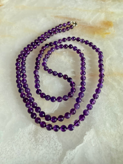 SS Amethyst Beaded Necklace