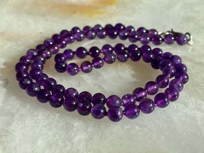 SS Amethyst Beaded Necklace