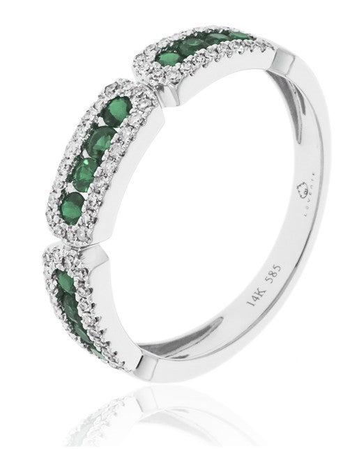 14K EMERALD & DIAMOND RING