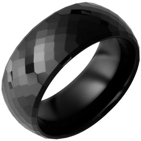 Black Ceramic Faceted Band