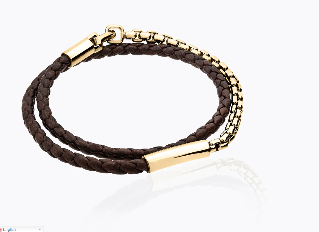 COMET LEATHER GOLD BRACELET