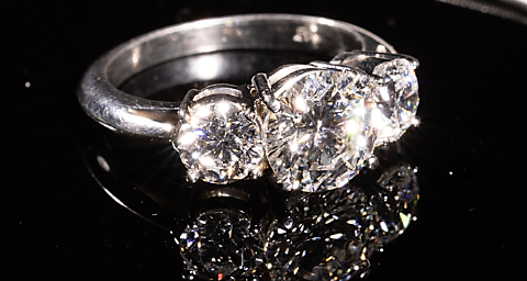 Platinum Round Brilliant Cut Tri-stone Diamond Ring