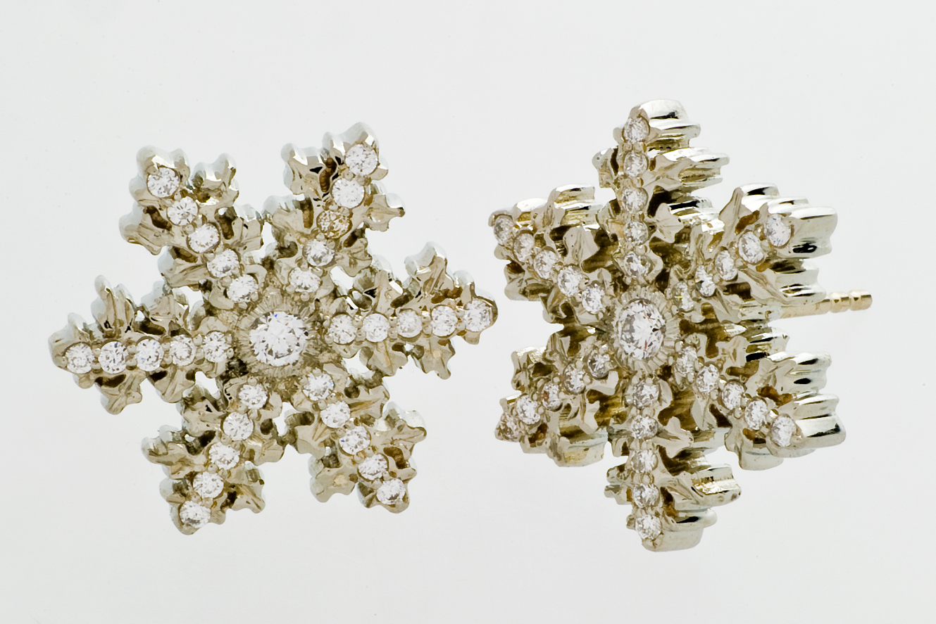 Snowflake Organic Diamond Earrings