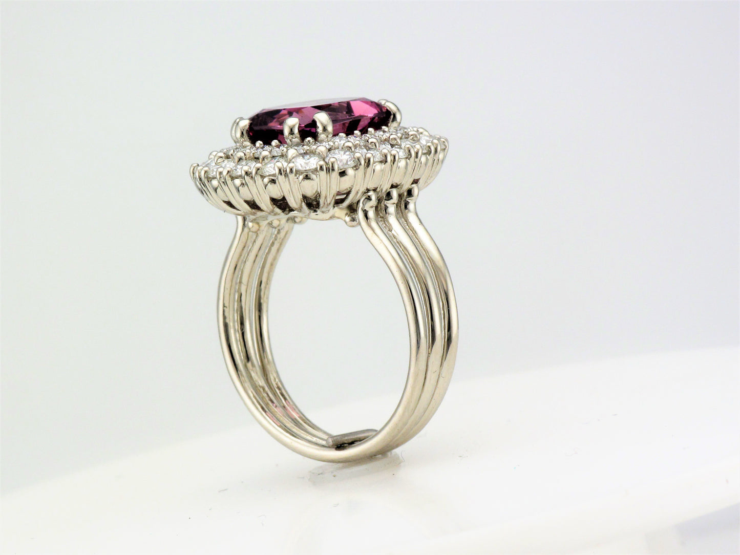 18KW Purple Pink Spinel and Diamond Ring