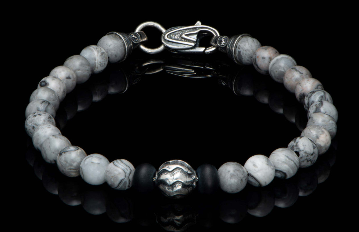 William Henry Brookings Silver Agate Bracelet