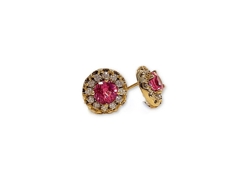 18KY Pink Spinel Stud Earrings