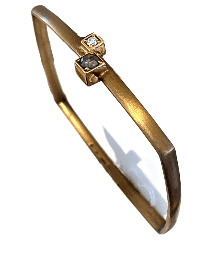 BRONZE  RECTANGLE BANGLE WITH DIAMOND ACCENTS